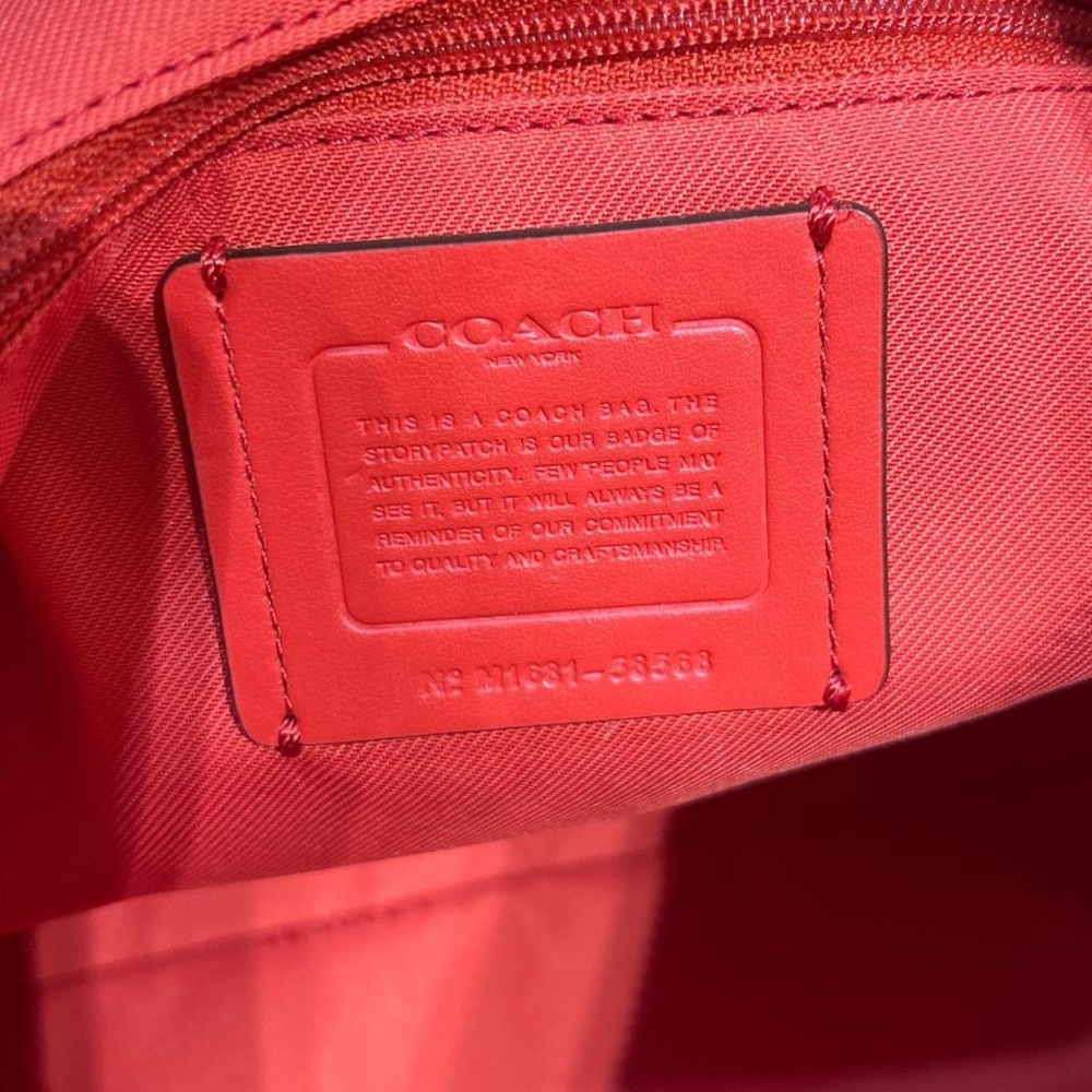 COACH Taylor Tote in Pebble Leather - Vermillion Red & Pink - Picture 5 of 6